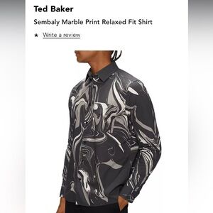 Ted Baker Sembaly Marble Print Relaxed Fit Button Up - BNWT